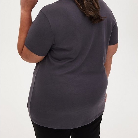 Torrid Slim Fit Slate Gray Cotton Crew Neck Tee - Picture 1 of 3